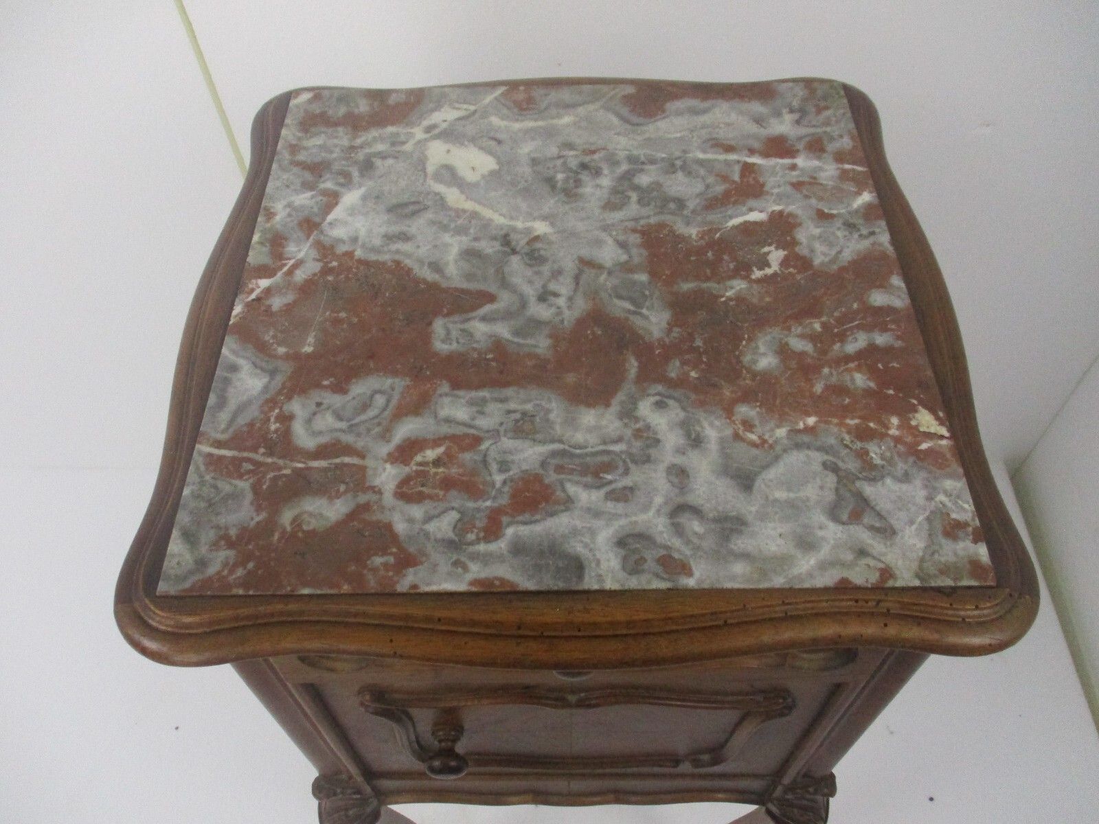 Antique  Marble Top And Inside Side Cabinet Table Night Stand Louis XV/VI Style photo Furniture