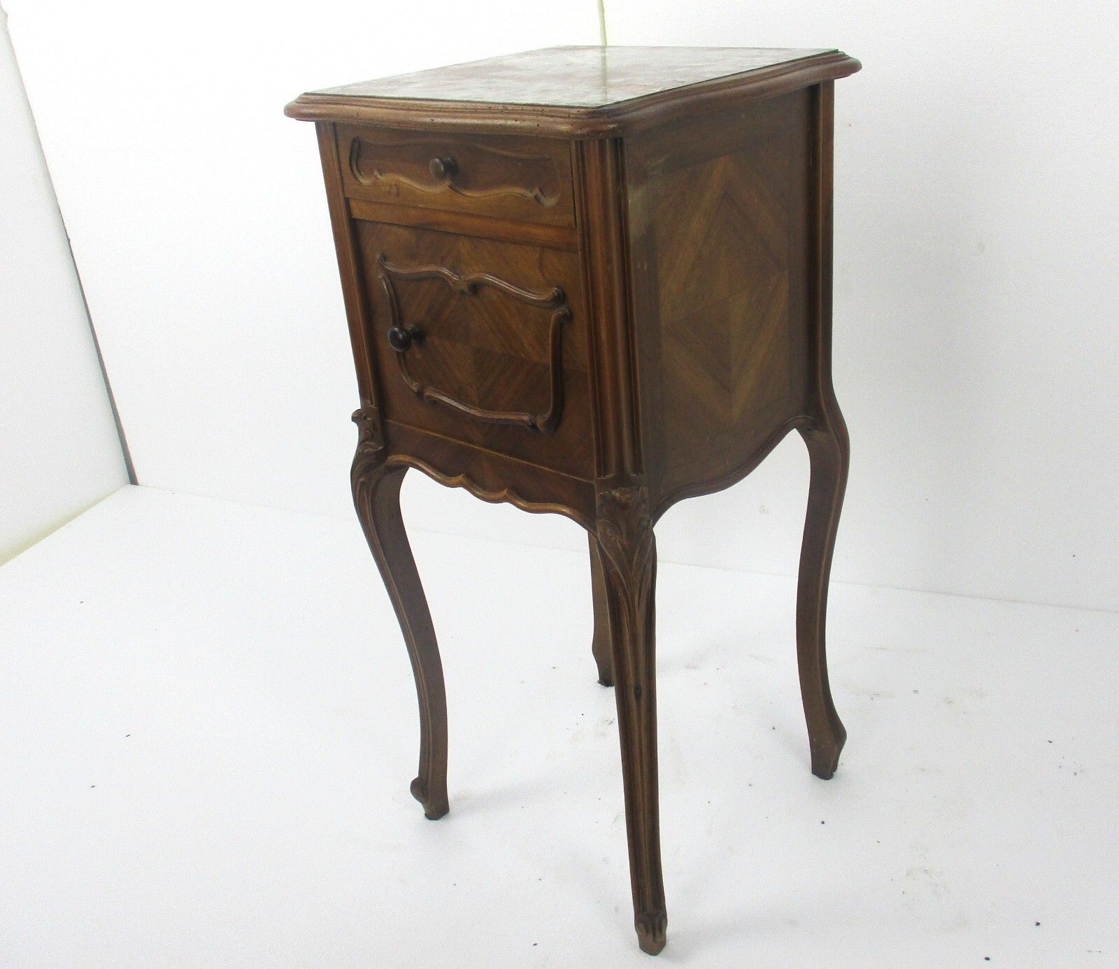 Furniture Antique  Marble Top And Inside Side Cabinet Table Night Stand Louis XV/VI Style photo