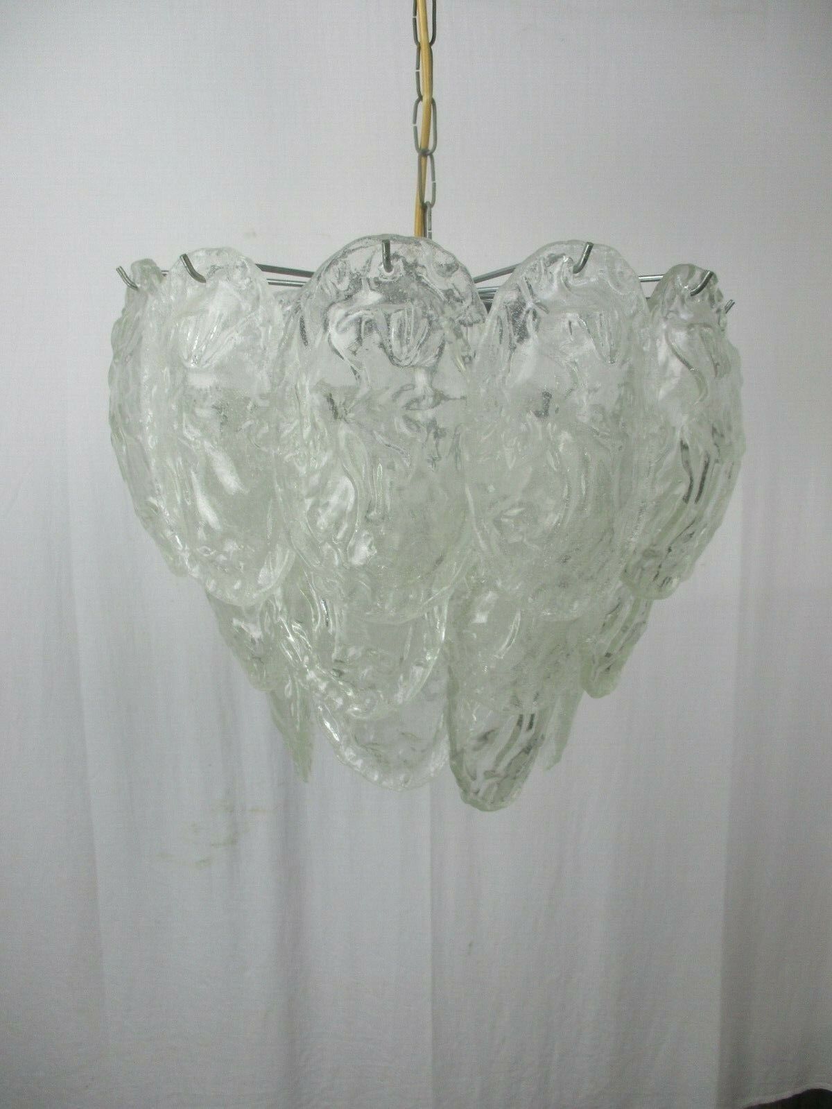 Chandelier Pendant 4 Lights Art Glass Frosted Ice Glass Italy Vistosi  Style photo Lighting