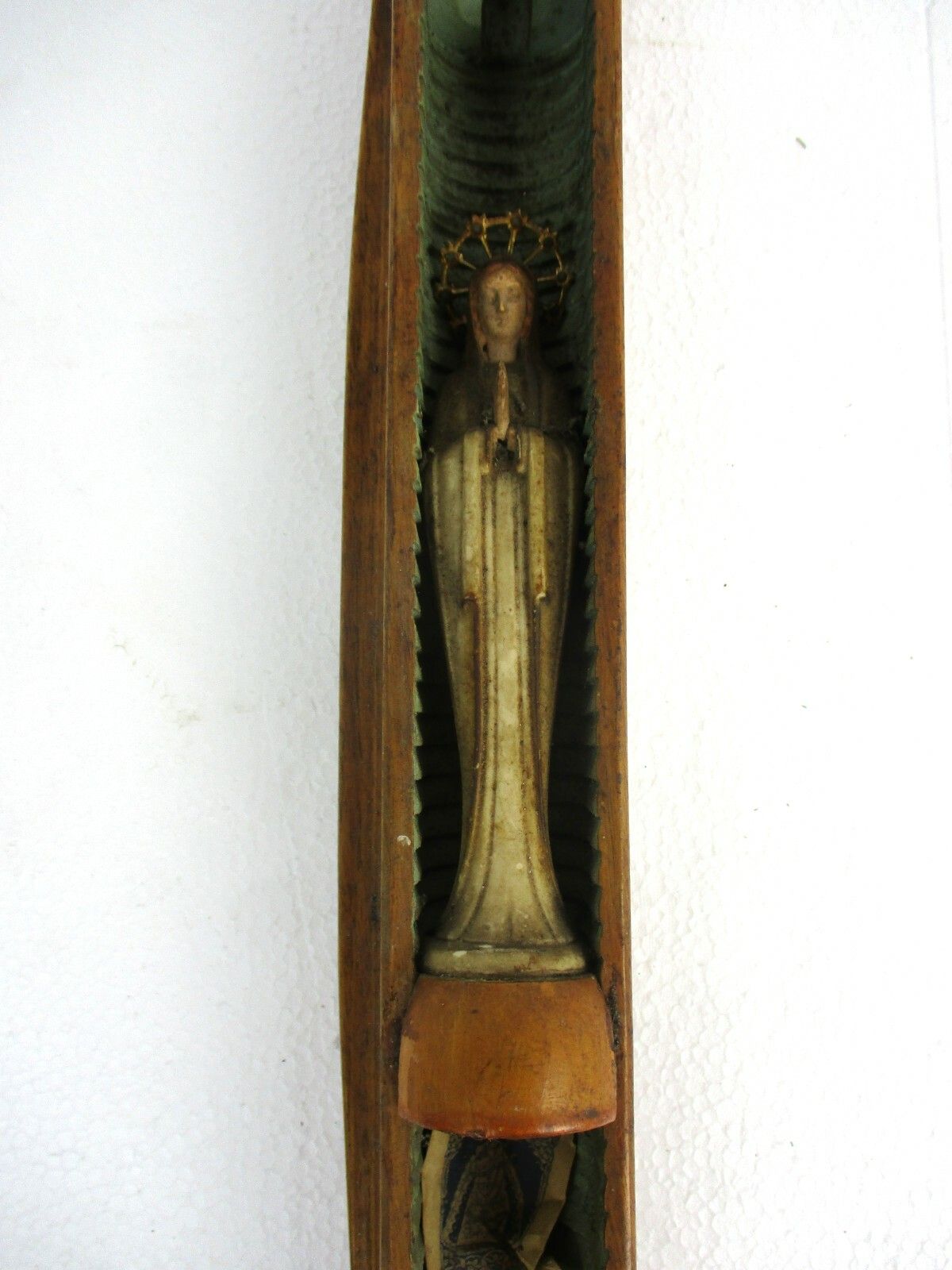 Statue Our Lady Of Ten Doorn Olv Virgin Mary Infant Jesus Folk Art Weaving Wood photo Art