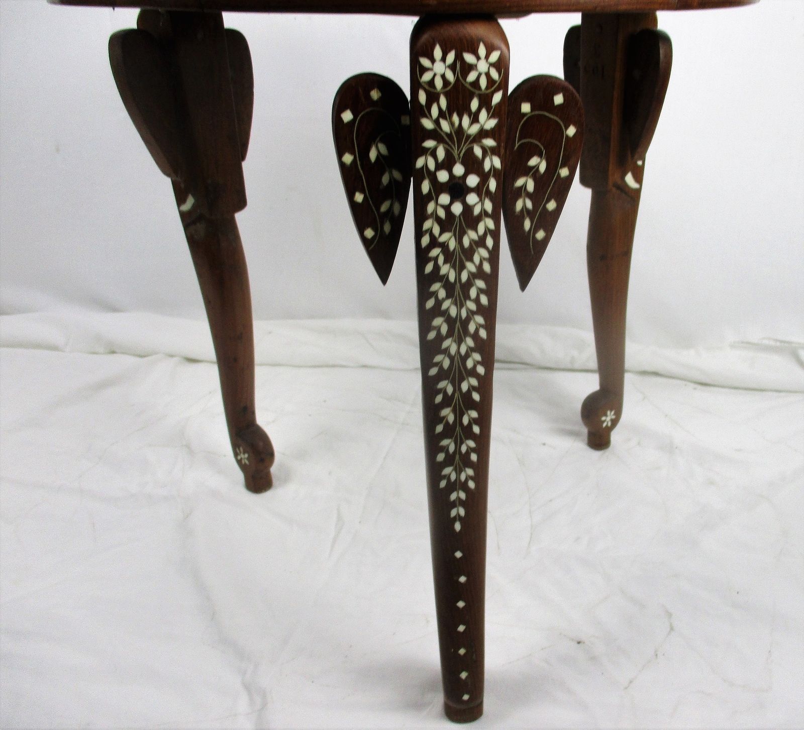 Asian Style Side Occasional Coffee Tea Table Ornate Elephant Legs Inlay Wood photo 263.0
