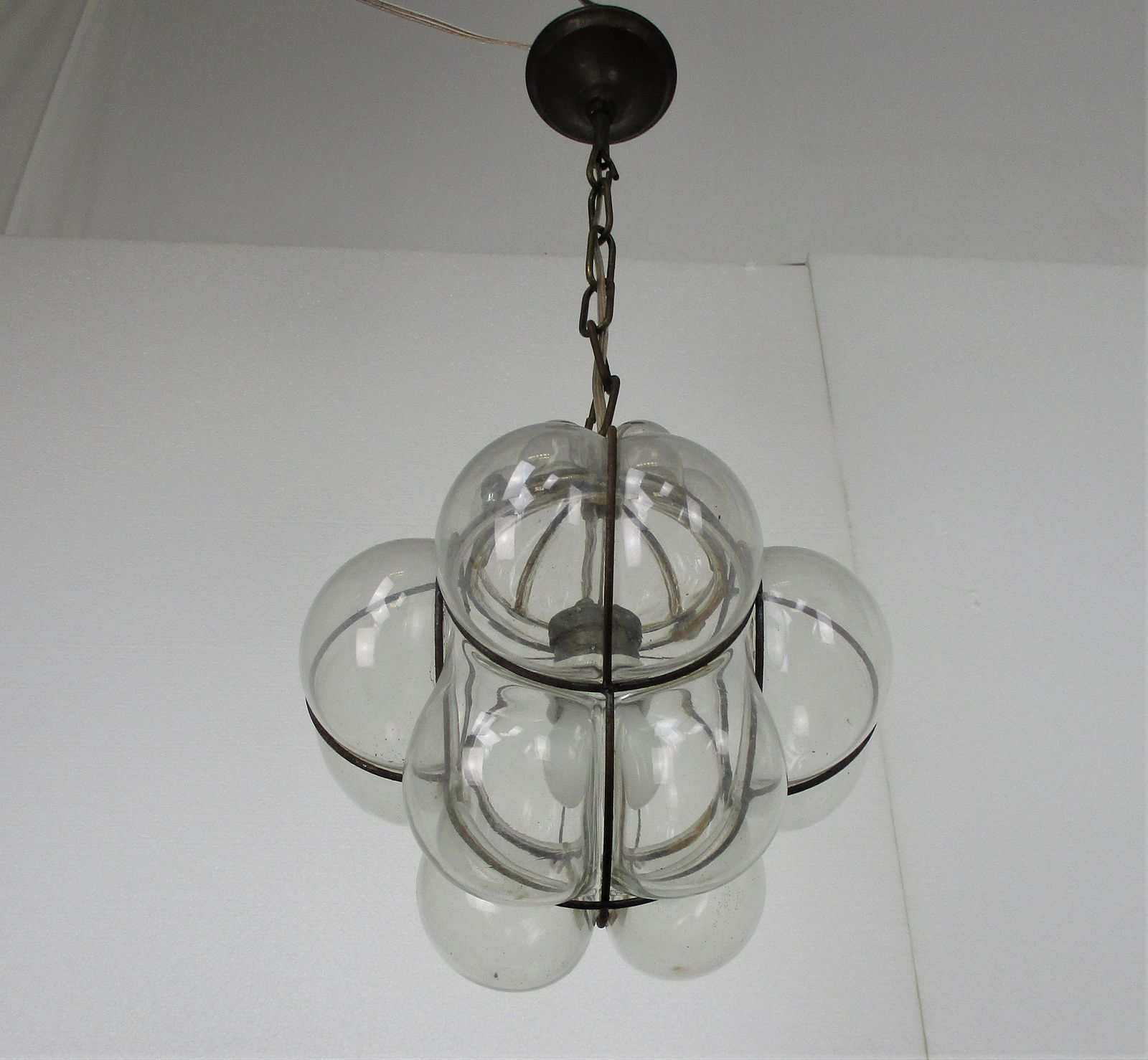 Caged Pendant Chandelier Clear Art Glass Ceiling Light Ali Baba Style Lamp Era M photo 223.0