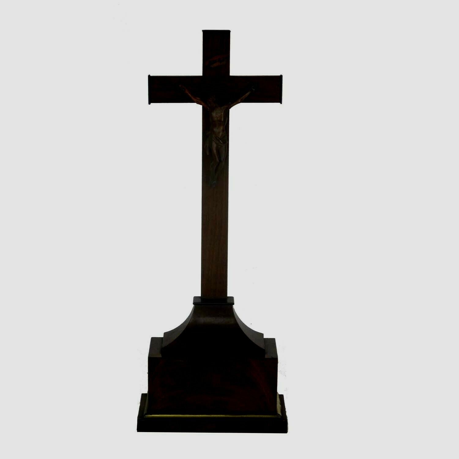 French Antique Standing Crucifix Completely Wooden Corpus Christi Hand Carved