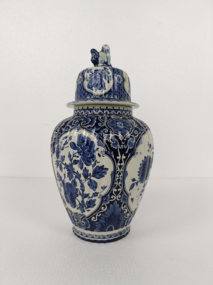 Large Royal Sphinx Maastricht Delft Vase Urn Marked Blue White Foo Dog  Beauti photo furniture
