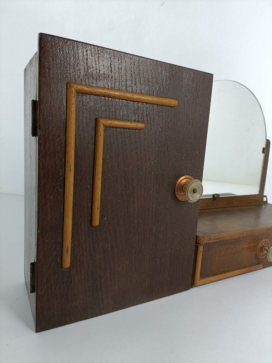 Large Medicine Apothecary Cabinet Antique Art Deco Gorgeous Double Bathroom photo for sale