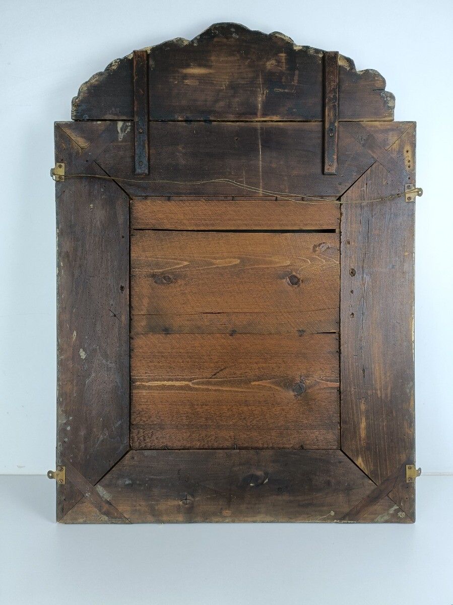 photo for sale Large French Mirror Brass Ornate Trims Flowers Animals Wooden Frame 1700s Antiqu