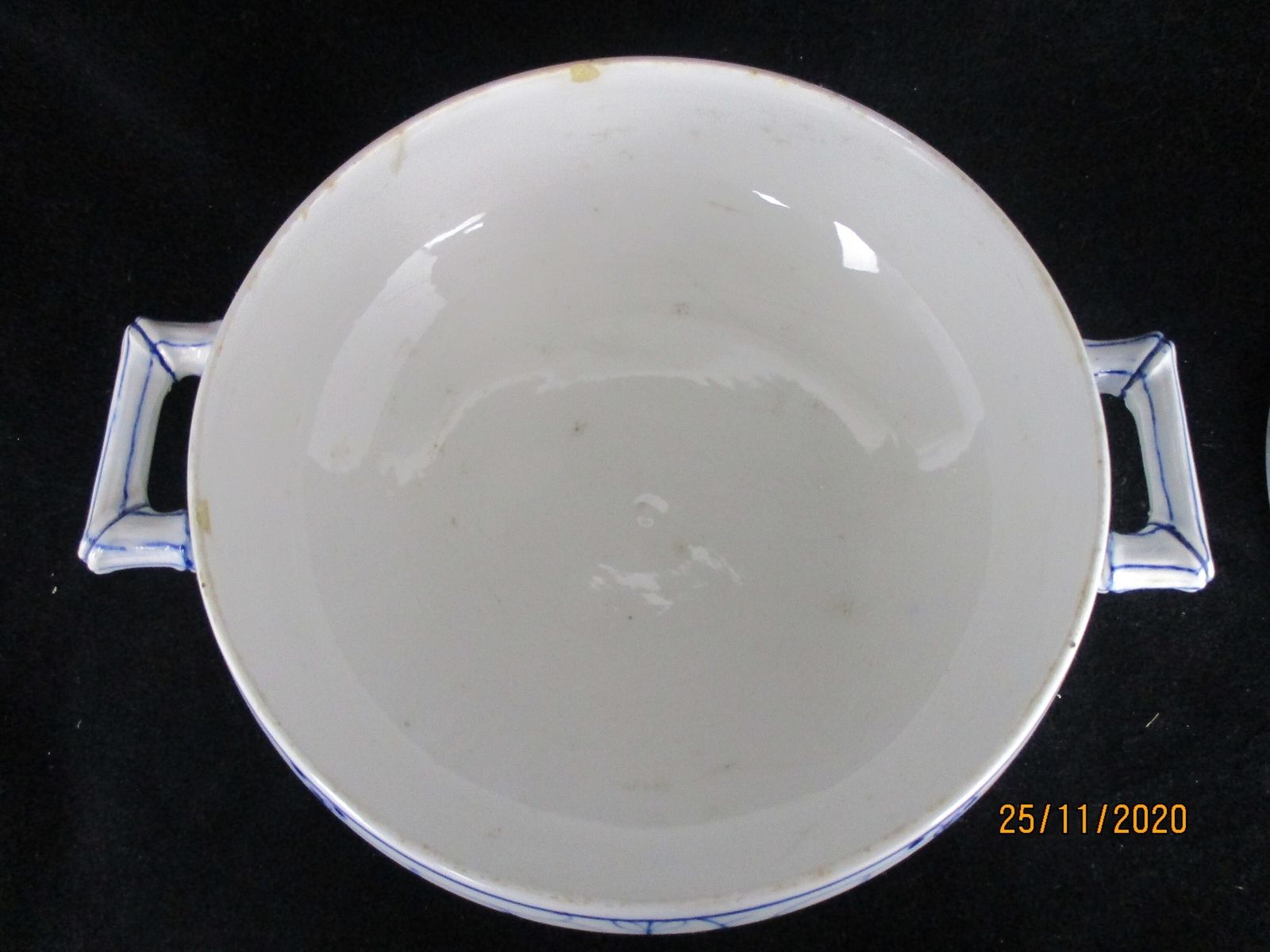 Antique Royal Copenhagen Blue Fluted Soup Tureen Dish Marked Sarreguemines 1875 photo buy