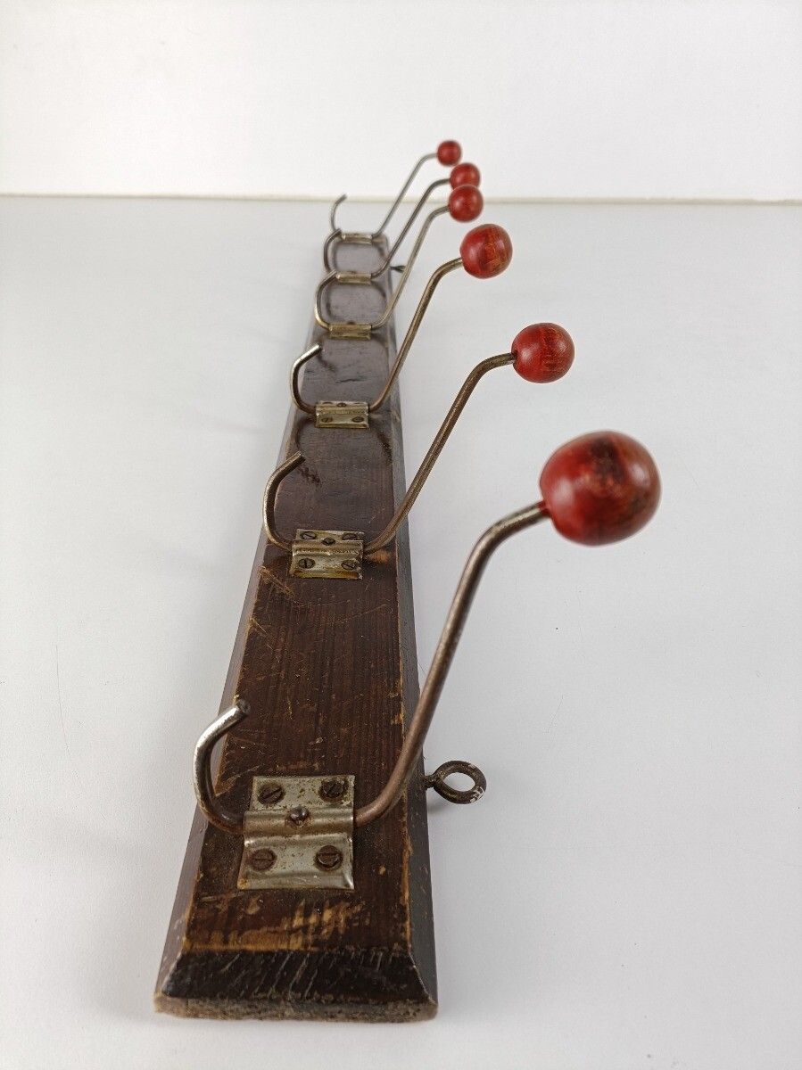 Vintage Barn Coat Hat Rack Retro Wall Hanging Funky Hooks Farmhouse Style photo 110.0
