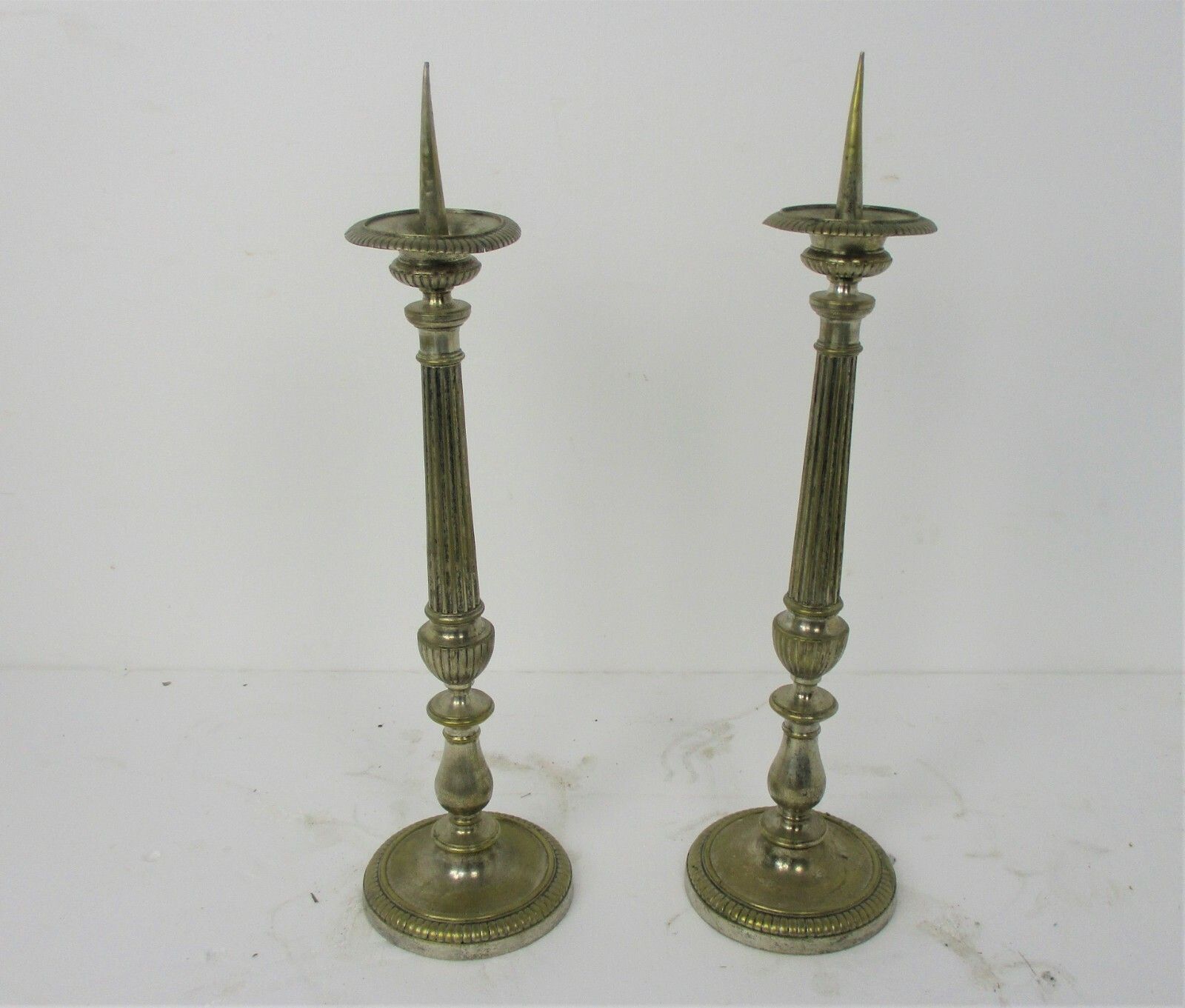 Xl Antique Couple Pair Easter Church Altar  Candle Holders Silver Plated? 28.34" photo furniture