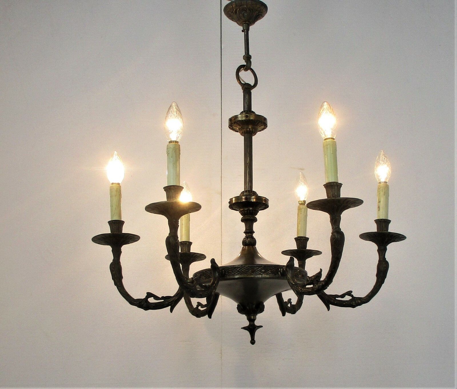 6 Arm Lights Pan Chandelier Revival French Empire Style Silver Colored Metal photo furniture