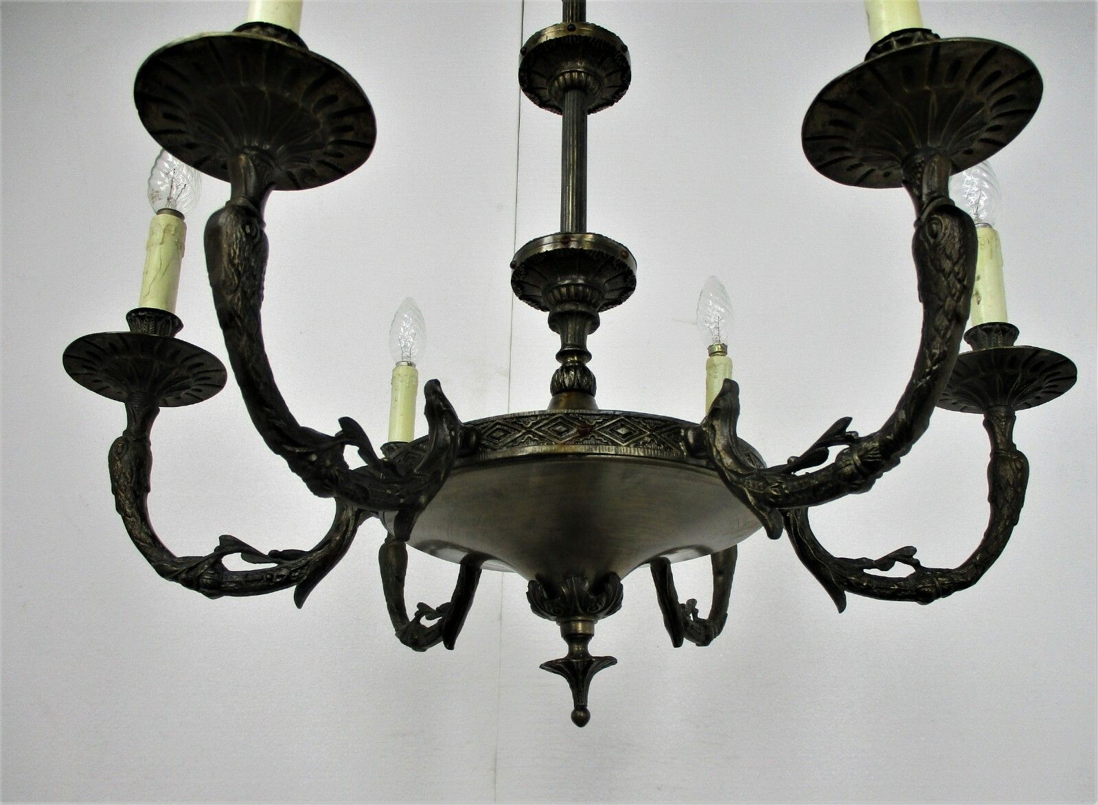 6 Arm Lights Pan Chandelier Revival French Empire Style Silver Colored Metal photo vinterior