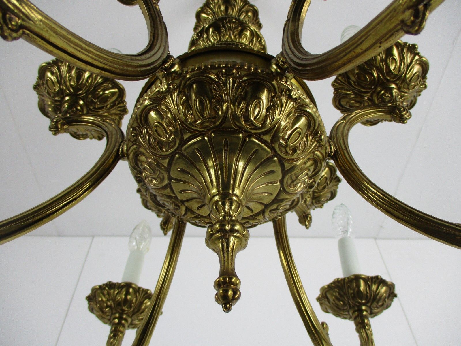 Impressive Spanish Revival Hollywood Regency Brass Chandelier 12 Lights!! Ornate photo vintage