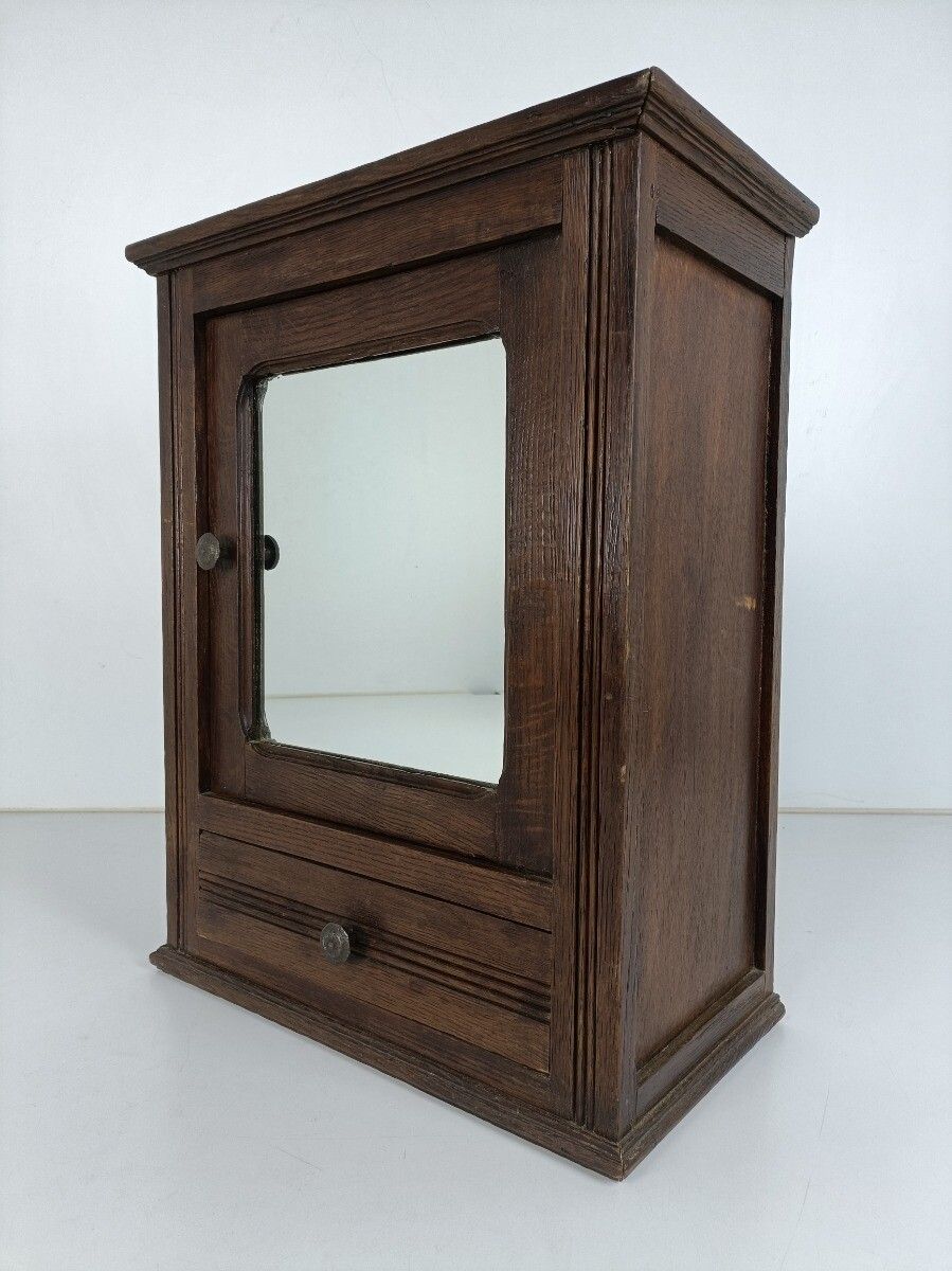 Antique Medicine Apothecary Shaving Cabinet Bathroom Wall Hanging Wood photo furniture