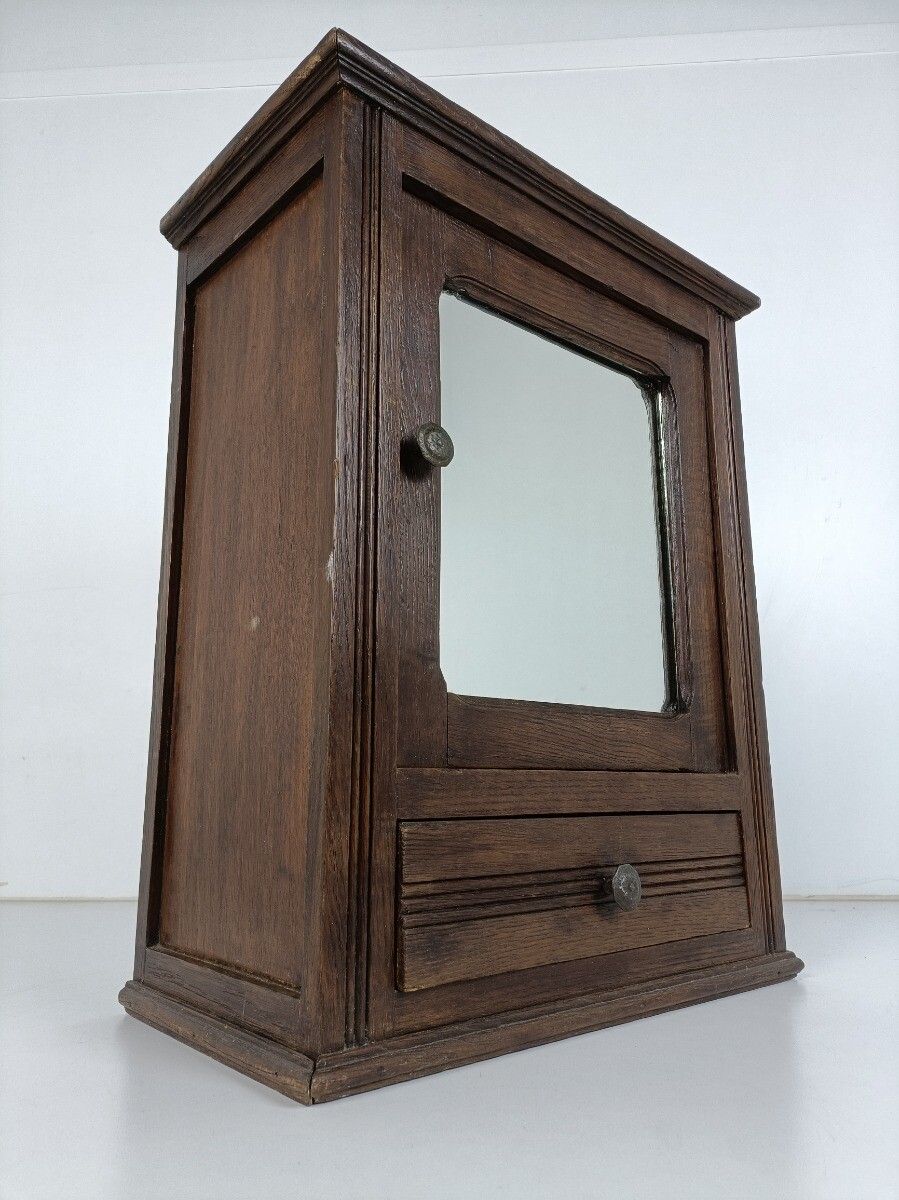 Antique Medicine Apothecary Shaving Cabinet Bathroom Wall Hanging Wood photo Furniture