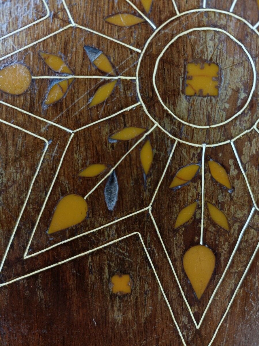 Small Vintage Side Occasional Wine Table Vintage Carved Wood Inlay Louis XV Legs photo vintage