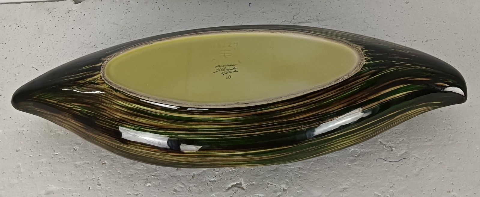 Ceramic French St Clément Dish Vintage Green Shades Yellow Coupe à Fruits Mode photo 101.0