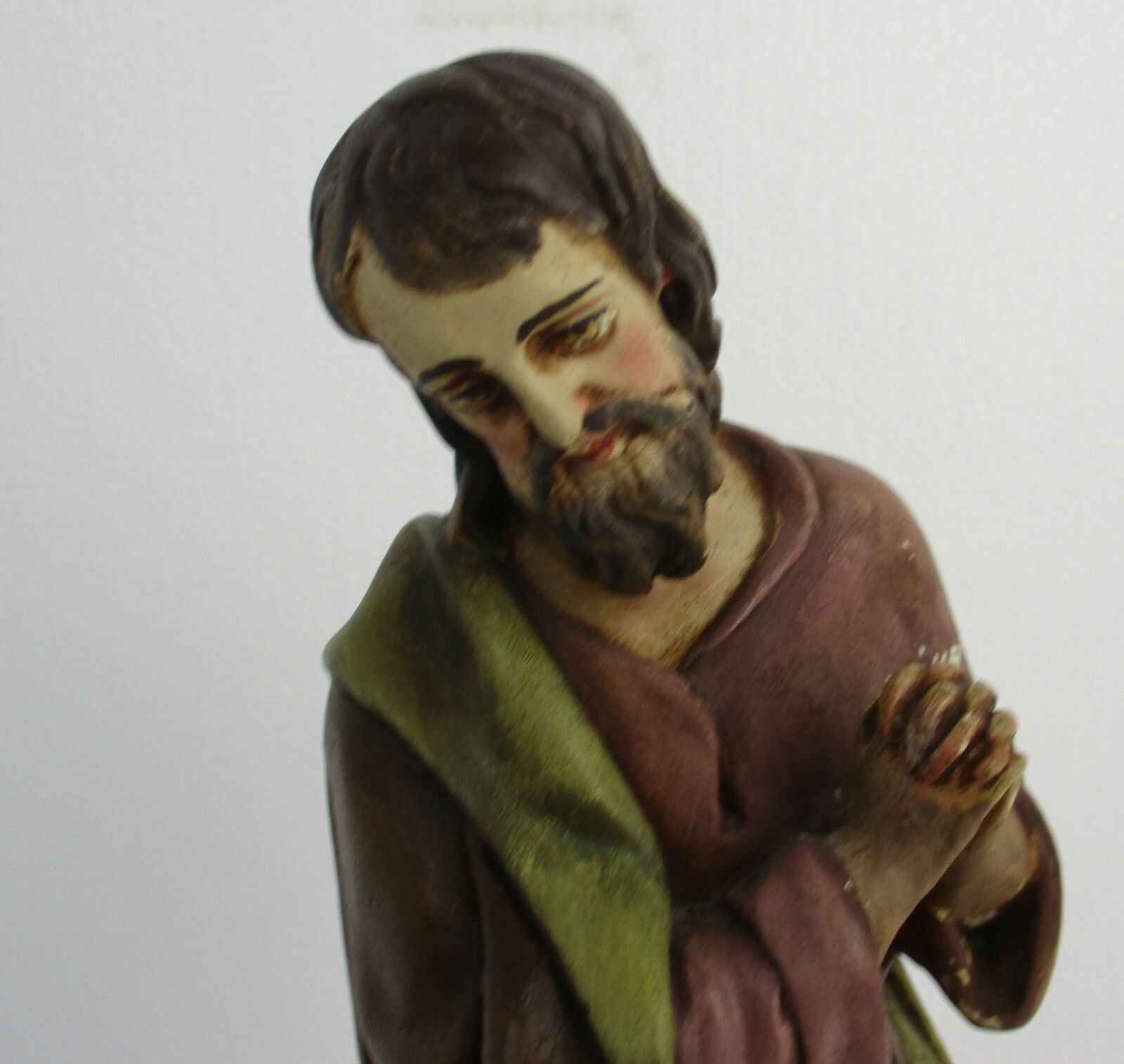 Statue Holy Family Saint Joseph Virgin Mary Child Polychrome Plaster Gorgeous photo furniture
