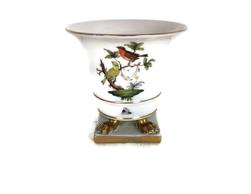Jardiniere Nail Vase Herend Hungary Footed Paw Legs Rothschilds Birds Butterflie