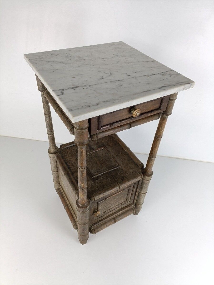 Bamboo Tiki Style Side Cabinet Table Nightstand Vintage Mid Century Gorgeous Htf photo for sale
