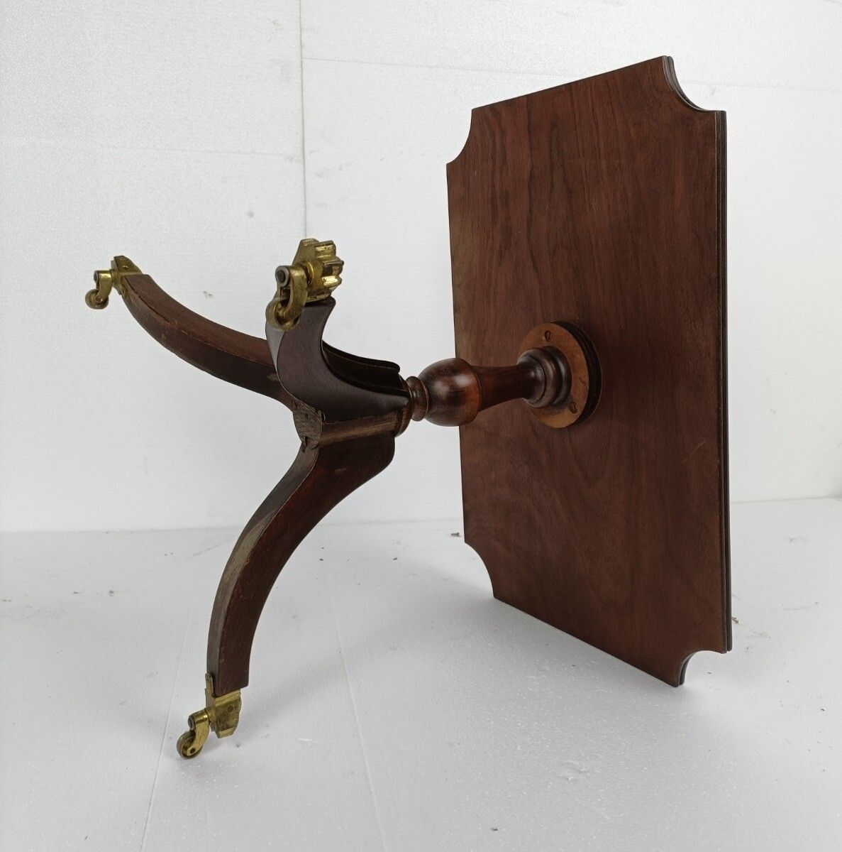 Italian Wood Faux Leather Brass Legs Coffee Wine Side Table Vintage Beautiful photo buy