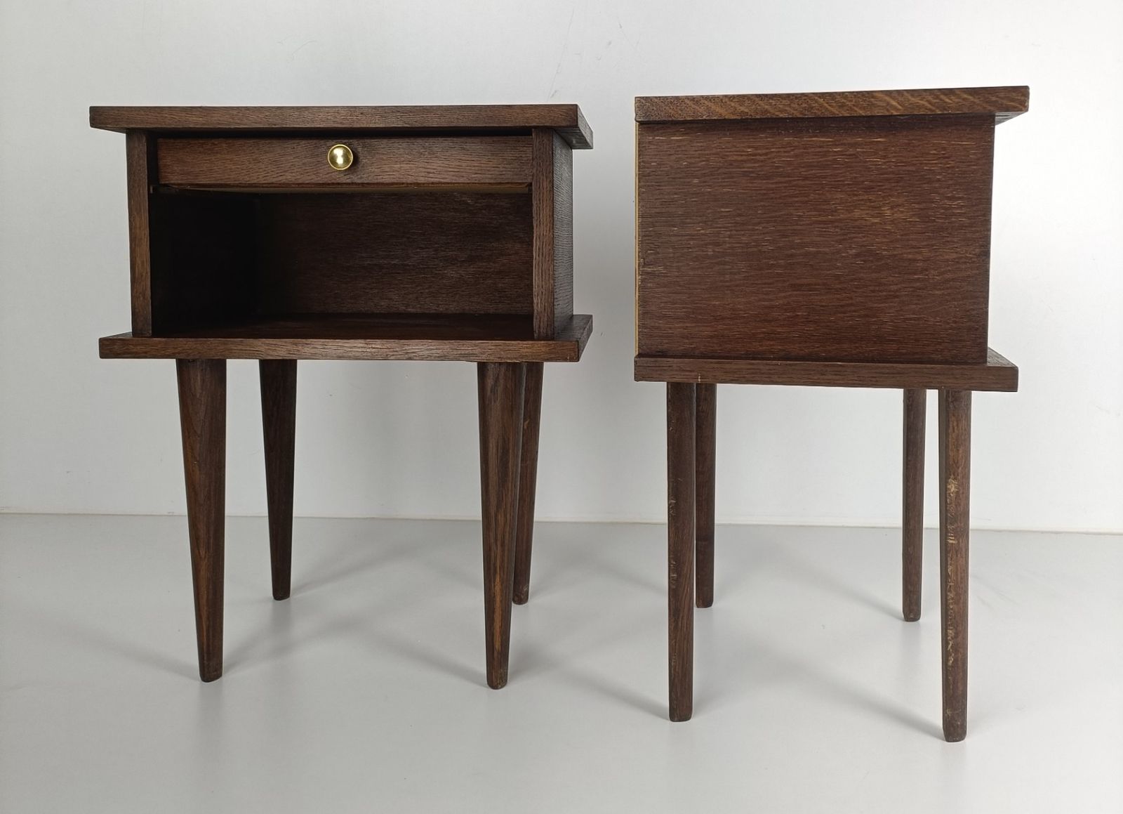 Pair Couple Vintage Night Stands End Tables Mid Century Modern  Wood Pop Art Fun photo buy