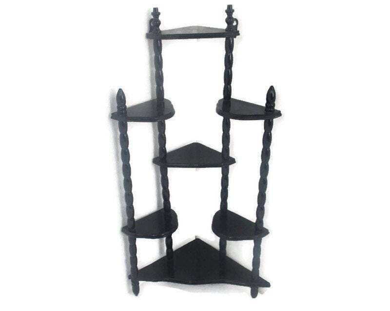 Corner Pedestal Display Side Table Plant Stand Italian Wood Vintage Etagère Dis