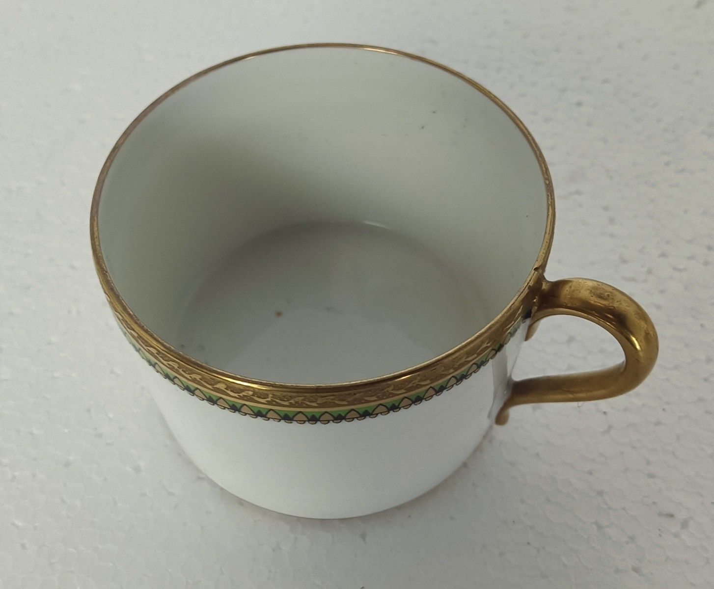 Antique Tableware  Gda Limoges White With Ivy And Gold Demitasse Cups And Saucer photo for sale