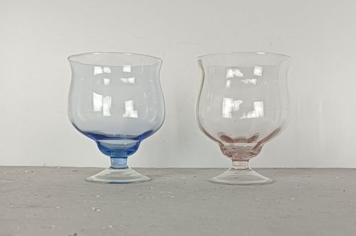Two Antique Large Art Deco Glasses Pink Blue photo furniture