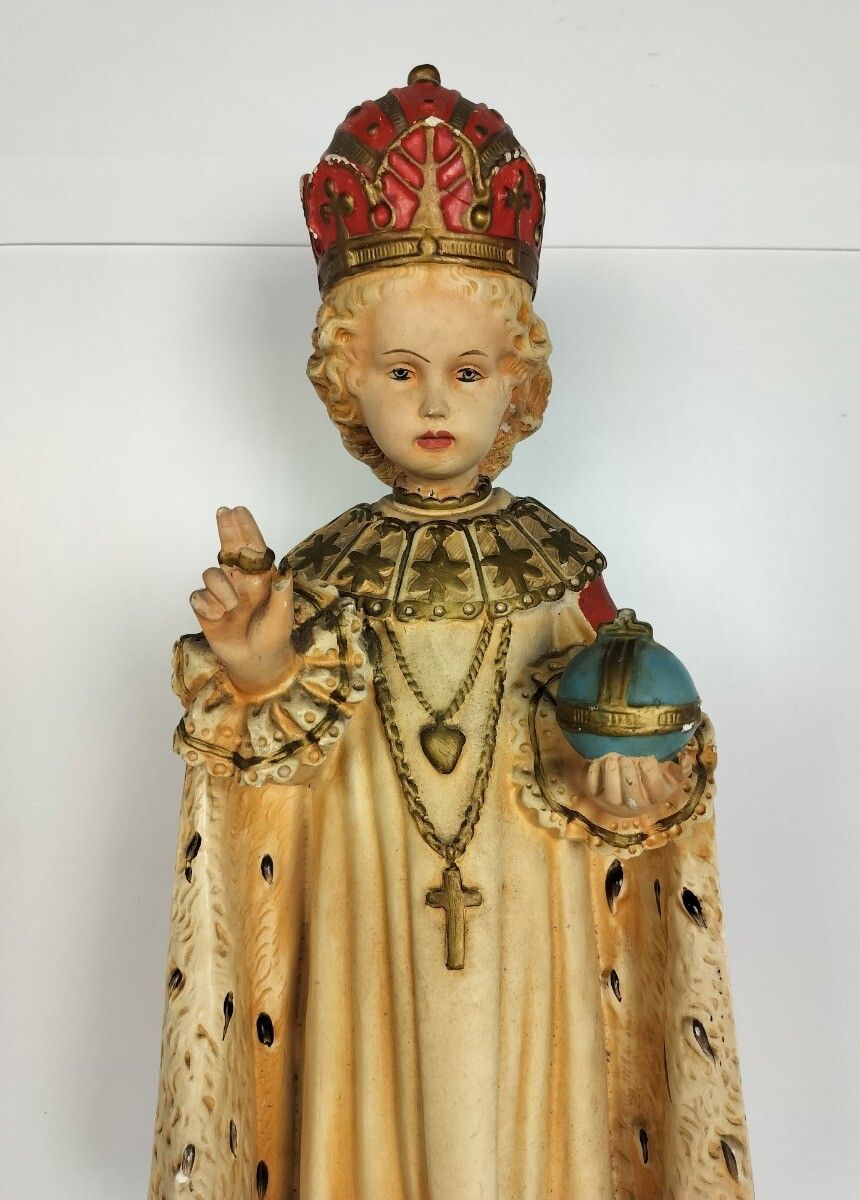 Xl Statue Infant Of Prague Infant Jesus Santo Nino Plaster Hand Painted Chapel A photo furniture