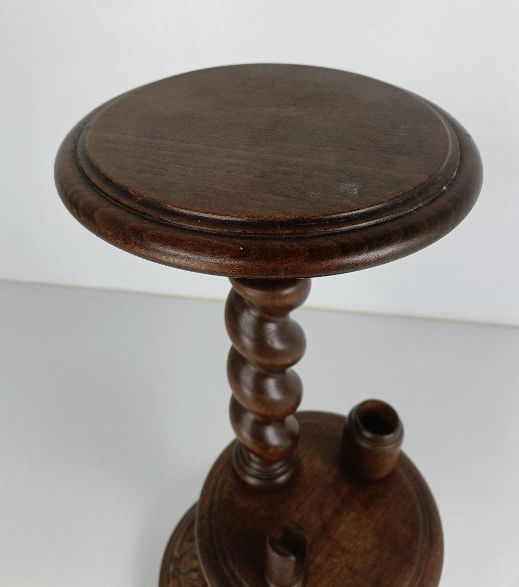 Hand Carved Wood Barley Twist Pedestal Display Plant Stand Two Tier Smokers Tabl photo 223.0