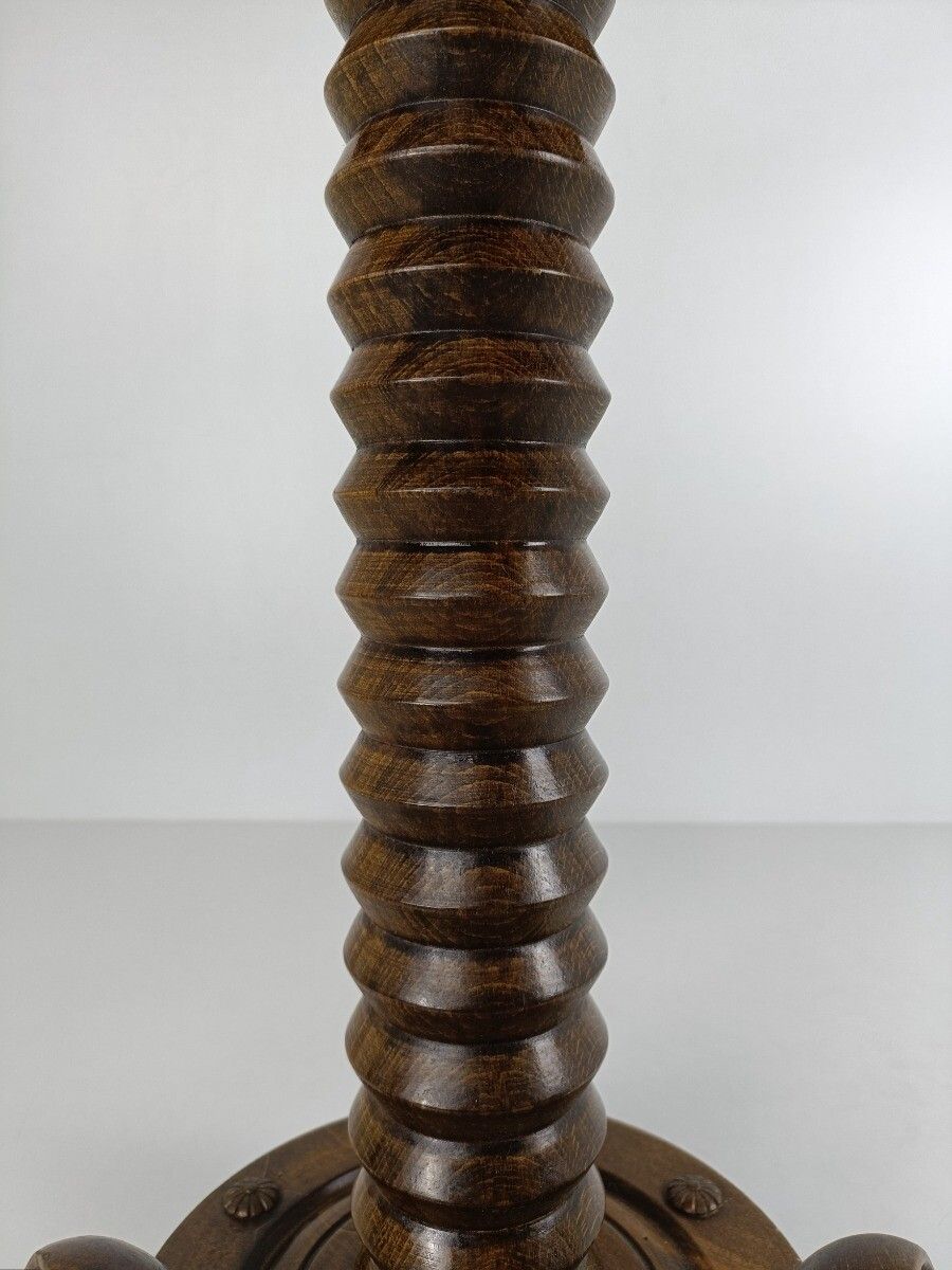 Vintage Pedestal Plant Stand Hand Carved Wood Wooden Shoes Folk Art Funky photo vintage