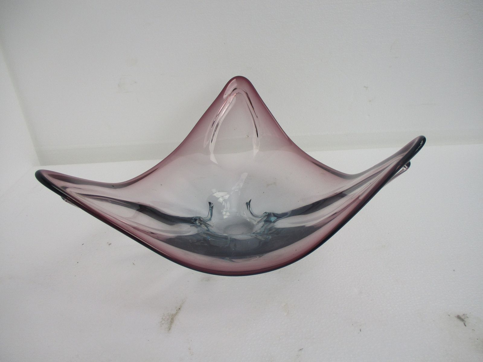 Large Italian Art Glass Cranberry Blue Cranberry Bowl Dish Centerpiece Basket Mu photo furniture