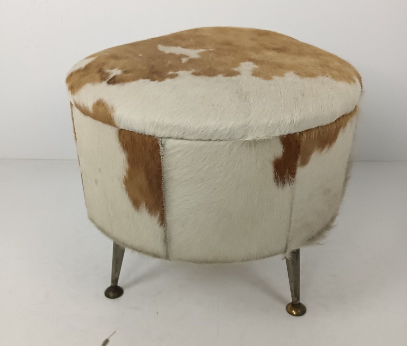 photo buy Retro Patchwork Footstool Stool Pouf Cut And Sew  Hide  Ottoman Seat Vintage Fun
