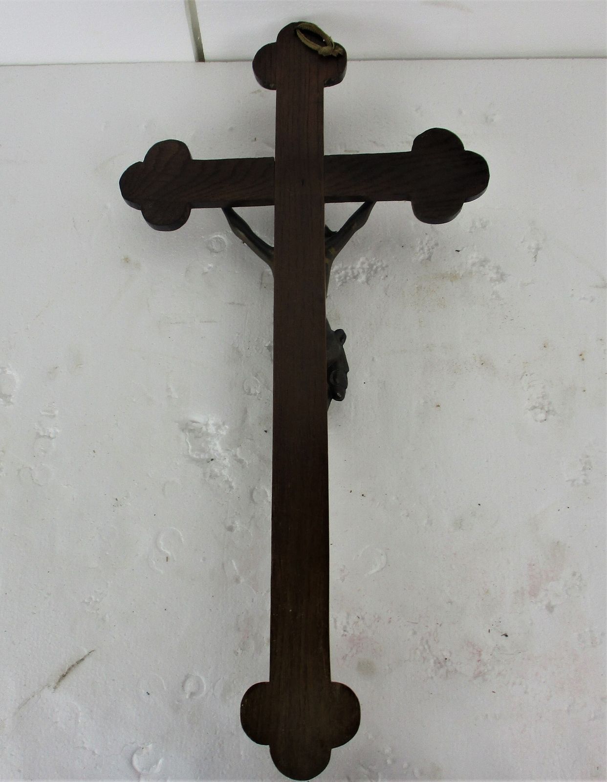 Large Hand Carved Wood  Hanging Crucifix Cross Jesus Christ Beautiful Brass  Cor photo buy