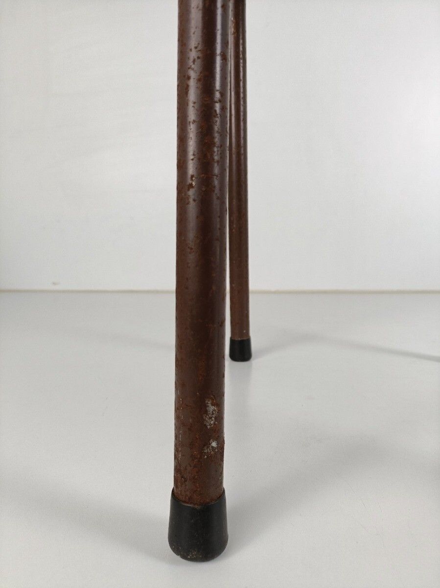 Vintage Stool Chair Industrial Plywood Iron Legs Funky Retro photo 117.0