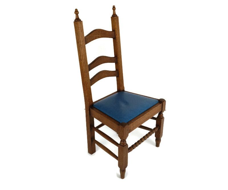 Antique Childrens Chair, Wood Oak Hobnails Small Chair