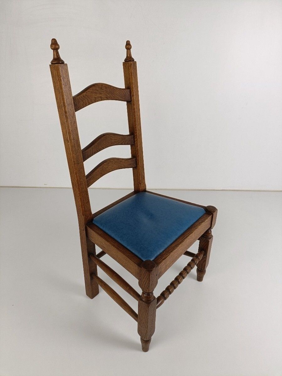 Antique Childrens Chair, Wood Oak Hobnails Small Chair photo furniture