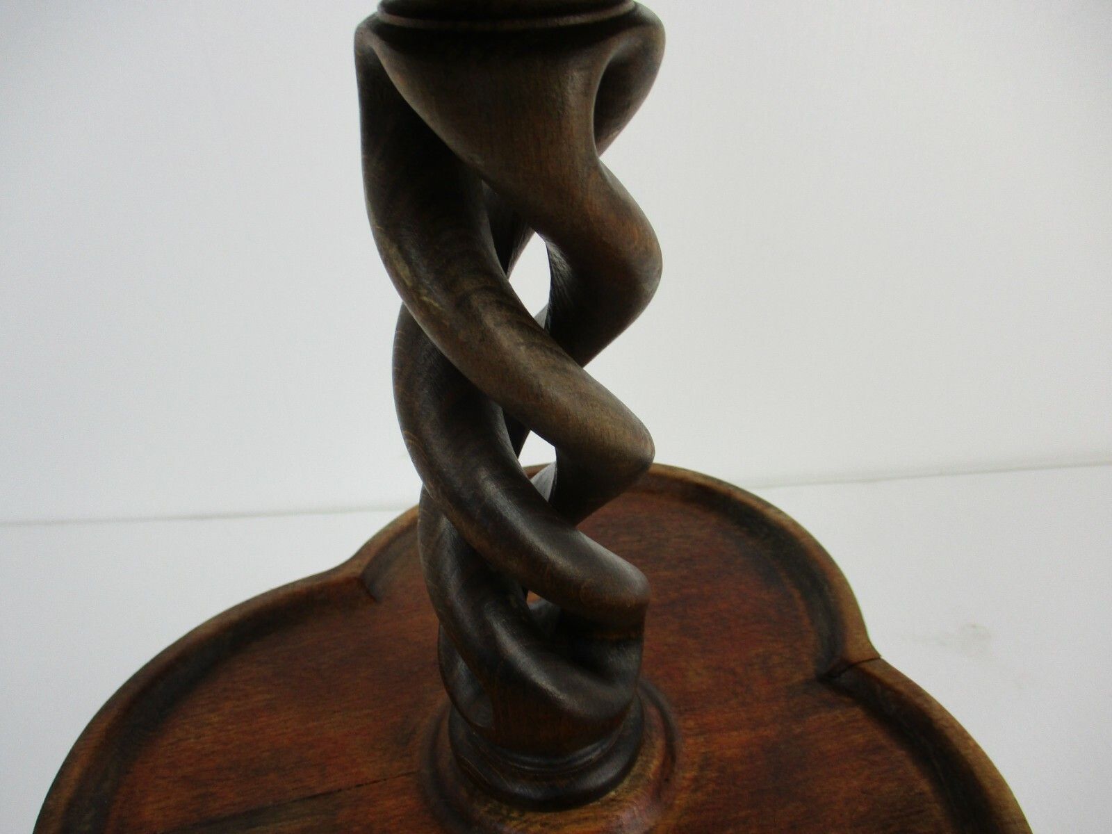 Vintage Carved Wood Open Barley Twist Pedestal Display Table Plant Bonsai Stand photo vinterior