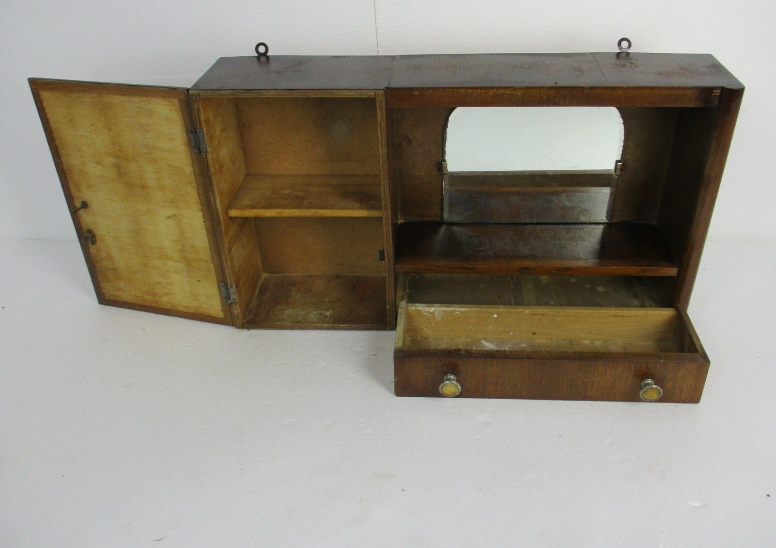 photo furniture Double Apothecary Bathroom Medicine Kitchen Cabinet Wood Art Deco Beveled Glass