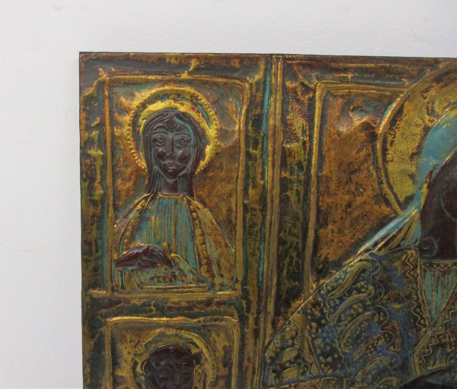 Large Ornate Icon Hand Painted Florentine Wood Madonna E Santi Virgin Infant Chi photo Art