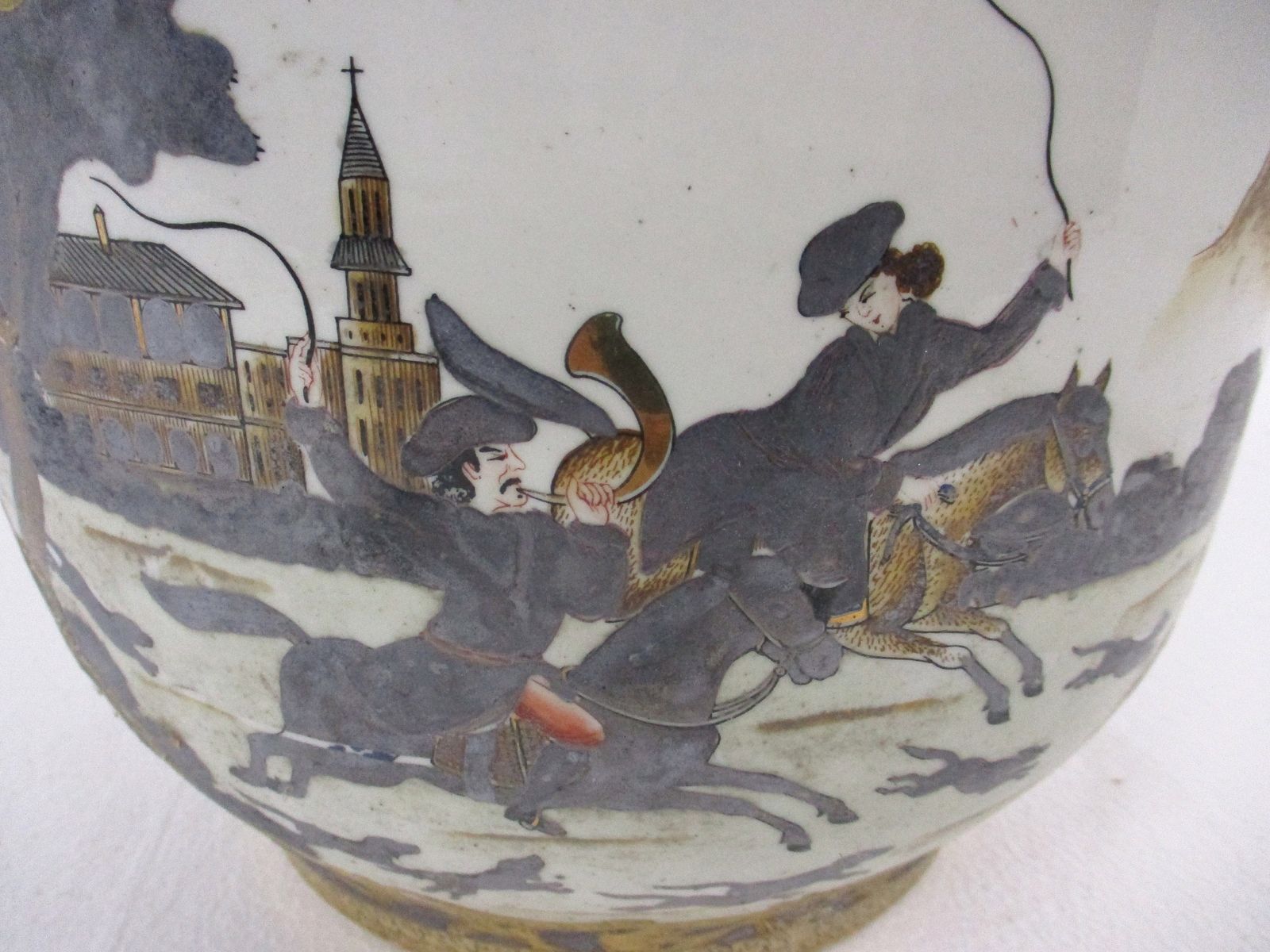 Antique Planter Flower Pot Jardiniere Sèvres Limoges Style Chinoiserie Hunters photo 404.0