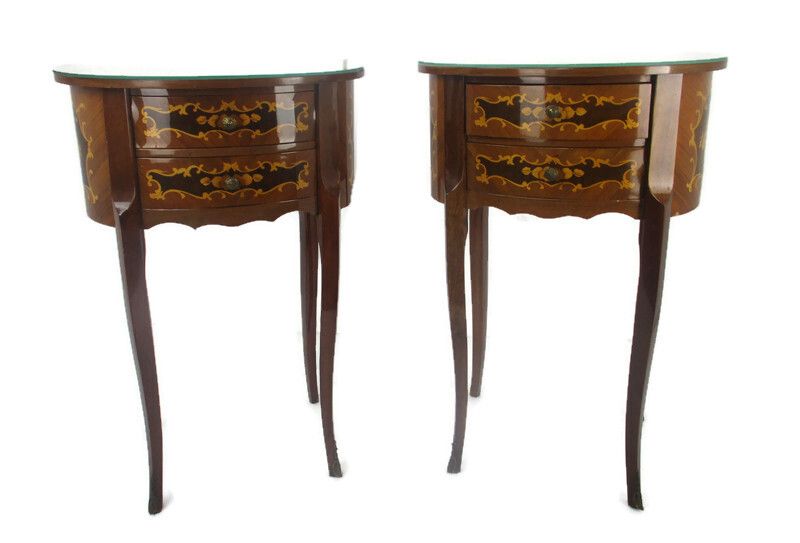 Couple  Italian Marquetry  Wooden Nightstands End Tables Chest Of Drawers Wow