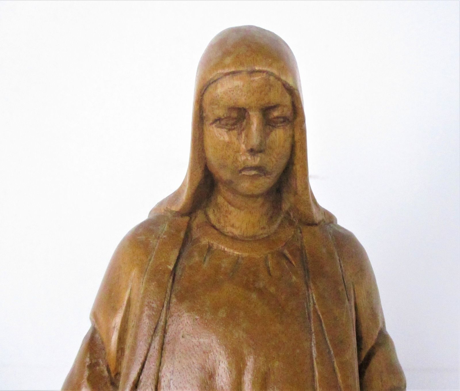 Hand Carved Wooden Statue Virgin Mary Our Lady Madonna Open Arms Lovely photo 73.0