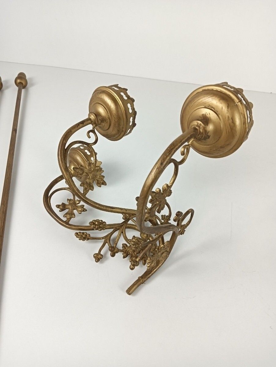 Couple Religious Hanging Procession Torch Thuribles Candle Holders Brass Lamp  G photo furniture