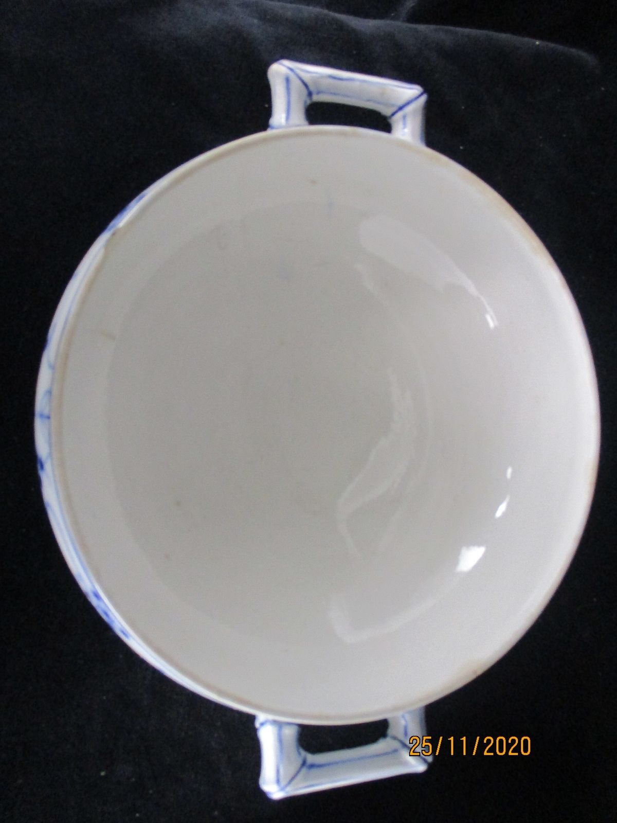 Antique Royal Copenhagen Blue Fluted Soup Tureen Dish Marked Sarreguemines 1875 photo vinterior