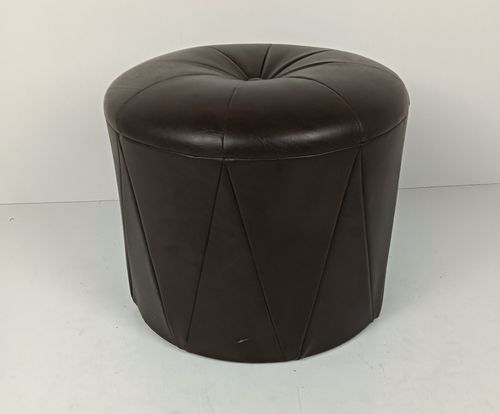 Retro Footstool Stool Pouf Ottoman Seat Vintage Semi Leather Brown photo Furniture