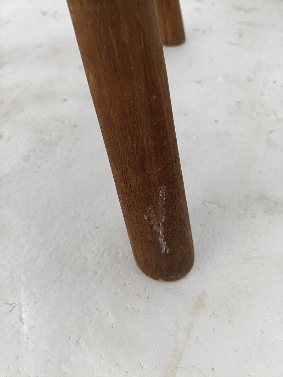 Vintage Hand Carved Wood Tripod Milking Stool Square Top Pedestal Table Pedestal photo Furniture