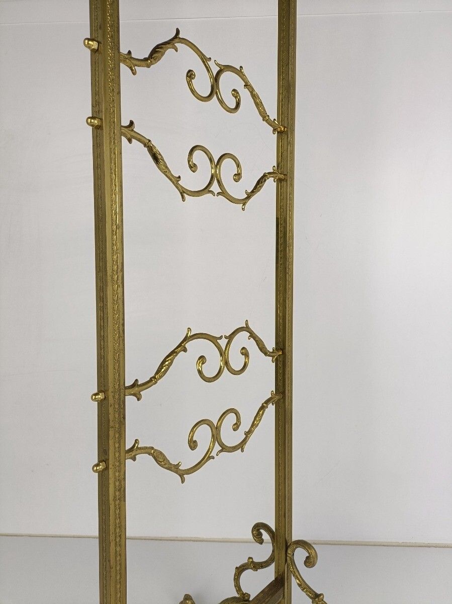 Vintage Hall Tree Coat Hat Rack Standing  Brass  Ornate Hollywood Regency Htf photo Furniture