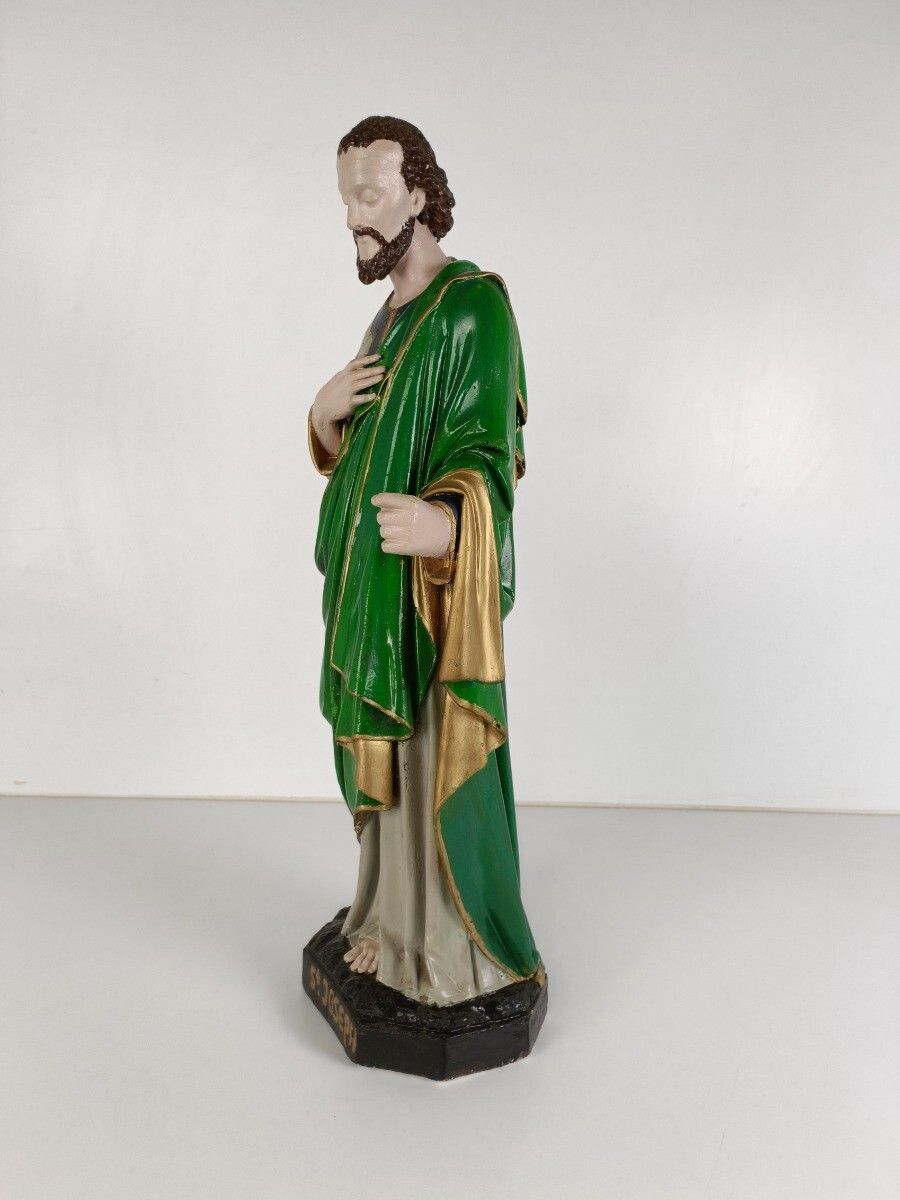 Large Antique Statue Saint Joseph Protector Of Homes Plaster  Polychrome photo vintage