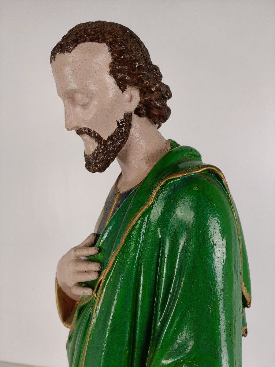 photo furniture Large Antique Statue Saint Joseph Protector Of Homes Plaster  Polychrome